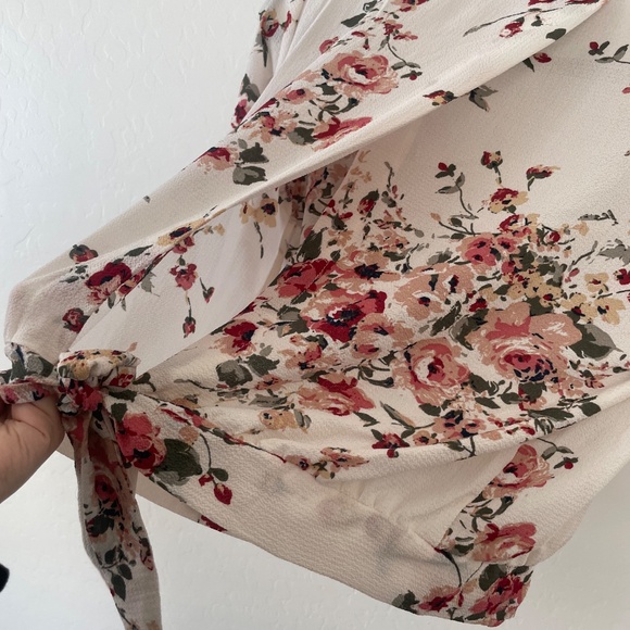 Wrap Wrapover Tie Bow Hipster Boho Bohemian Girly Coquette Hippie Art Blouse Top - Picture 2 of 7